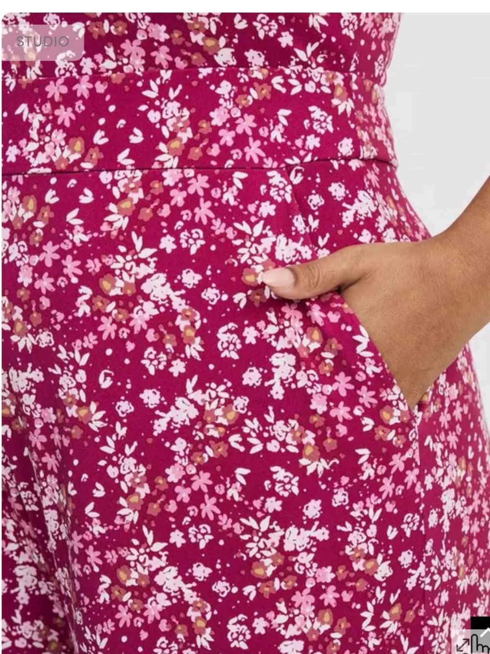 torrid NWT O-ring Fuchsia Floral Strapless Wide-Leg Jumpsuit - Picture 7 of 9